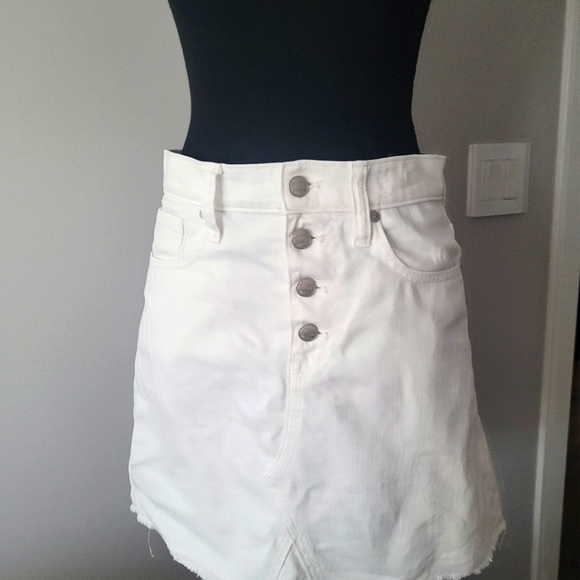 Madewell Rigid A Line Miniskirt In Tile White Button Front Edition Size 26 - Picture 3 of 6